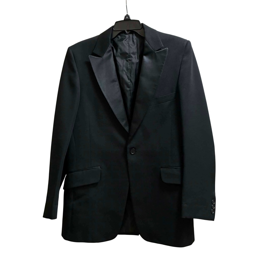 Lord West Tuxedo Blazer Mens M Black Satin Peak Lapel Formal Wedding Prom